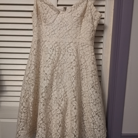 Talula Lace Skater Cream Dress - Picture 1 of 9